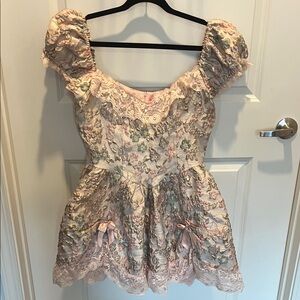 NWT Sugar Thrillz Floral Lace Puff Sleeve Dress (XL)